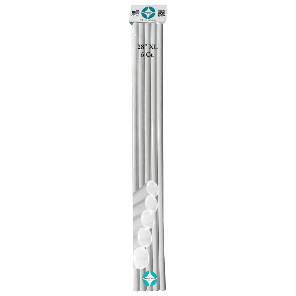 Poly-Dowels Long White Cake Dowels, 28" x 5/8" - Pack of 5