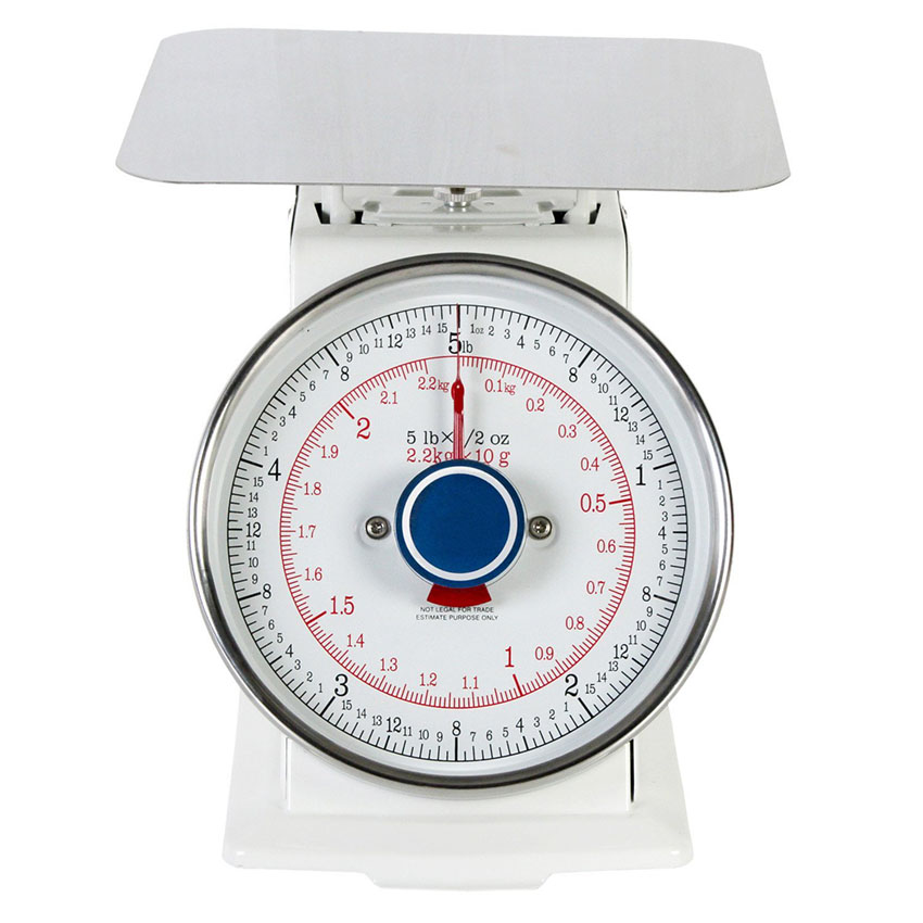 Portion Control Scale 5 Lbs. x 1/2 Oz., 6-1/2" Diameter Dial, 8" x 8" Platform