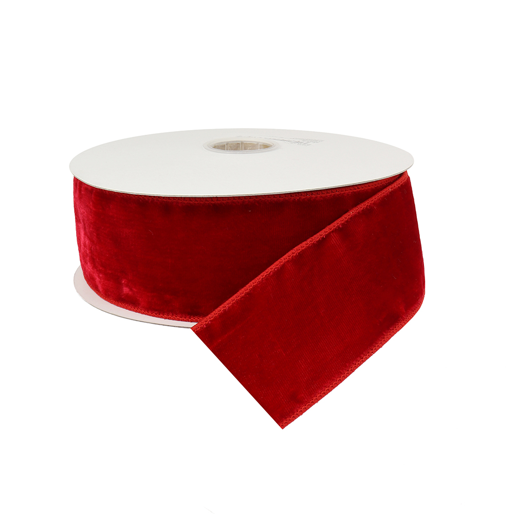 Posh Wired Red Velvet Ribbon, 2-1/2" Wide, 10 Yards