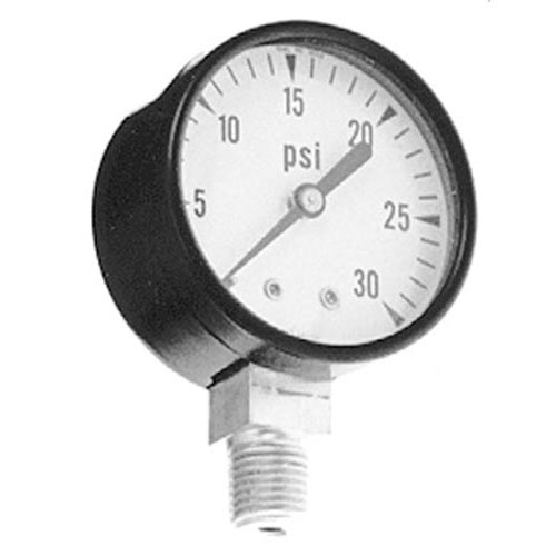 Pressure Gauge; 0 - 30 PSI; 1/4" MPT Bottom Mount