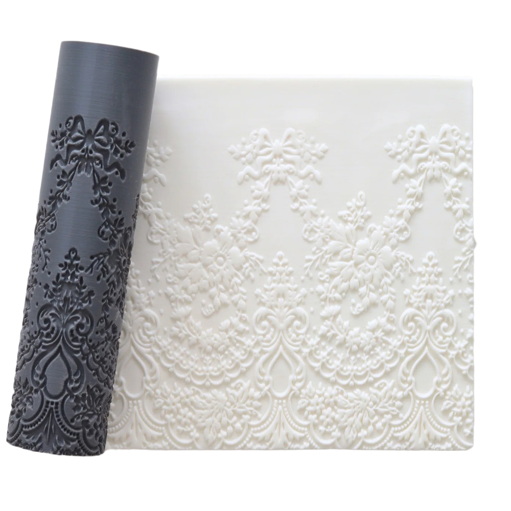 Prop Options Fleur D'Amour Textured Rolling Pin, 9"