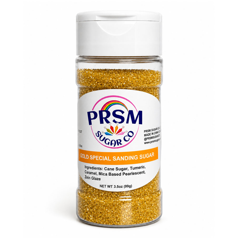 PRSM Gold Shine Special Sanding Sugar, 3.5 oz.