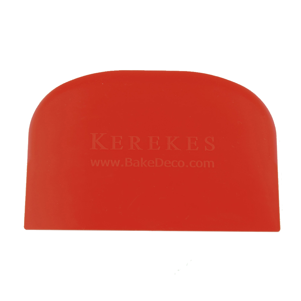 Red Poly / Plastic Dough Scraper 6" x 4" w/Kerekes Symbol 