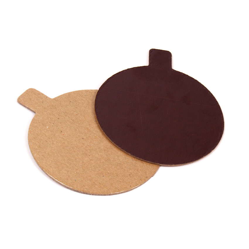 Round Double Sided Mono Board with Tab, Chocolate / Praline, 3" (8cm) - Case of 200