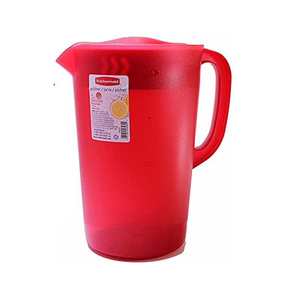 Rubbermaid 1 Gallon Covered Pitcher Red Beverage Servers & Pitchers
