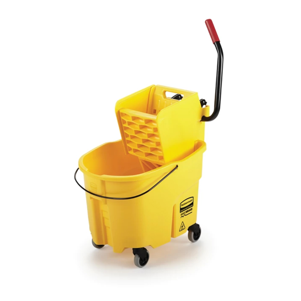 Rubbermaid FG758088YEL WaveBrake Side-Press Bucket-&-Wringer Combo, Yellow