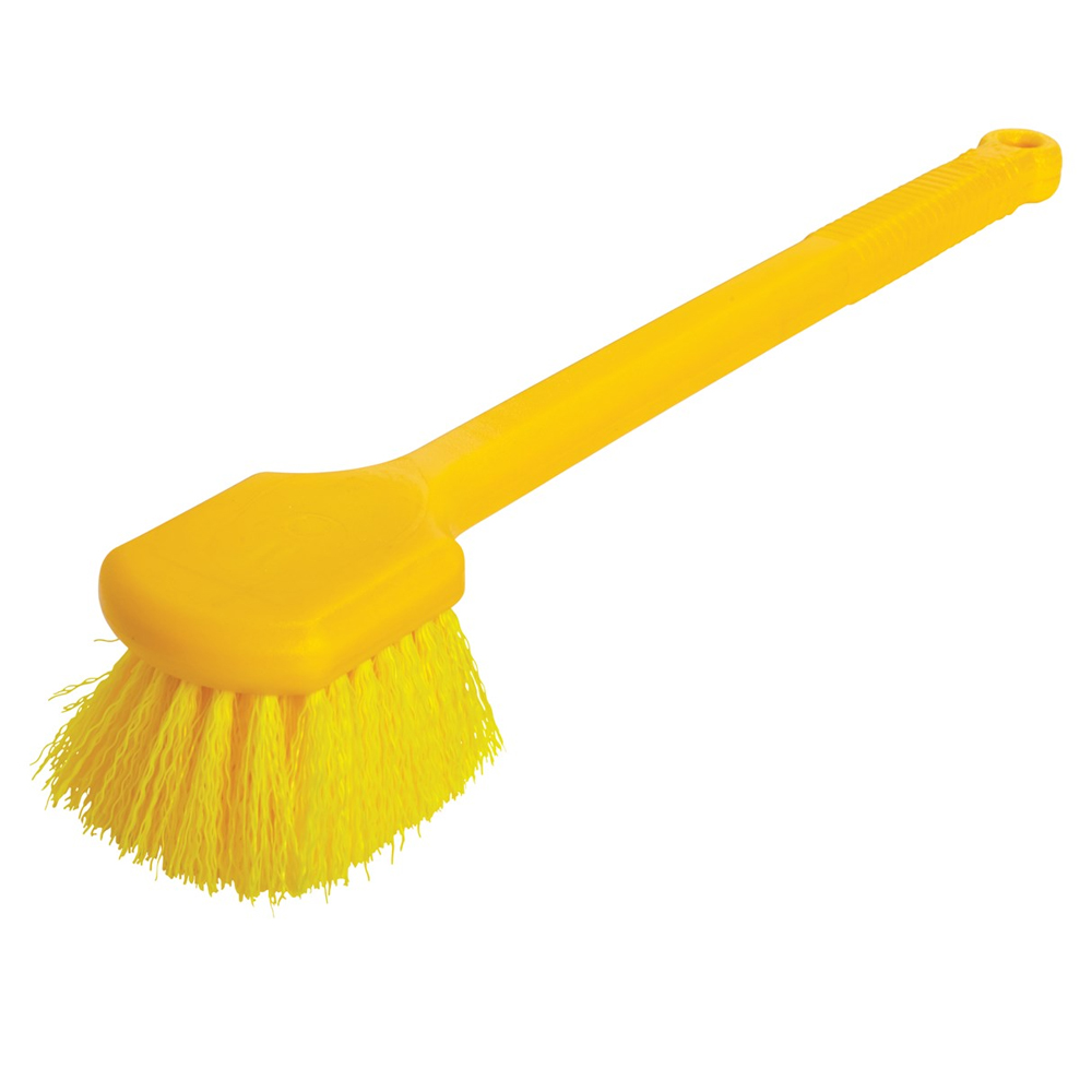 Rubbermaid FG9B3200YEL Utility Brush, Long Plastic Handle, Synthetic Bristles