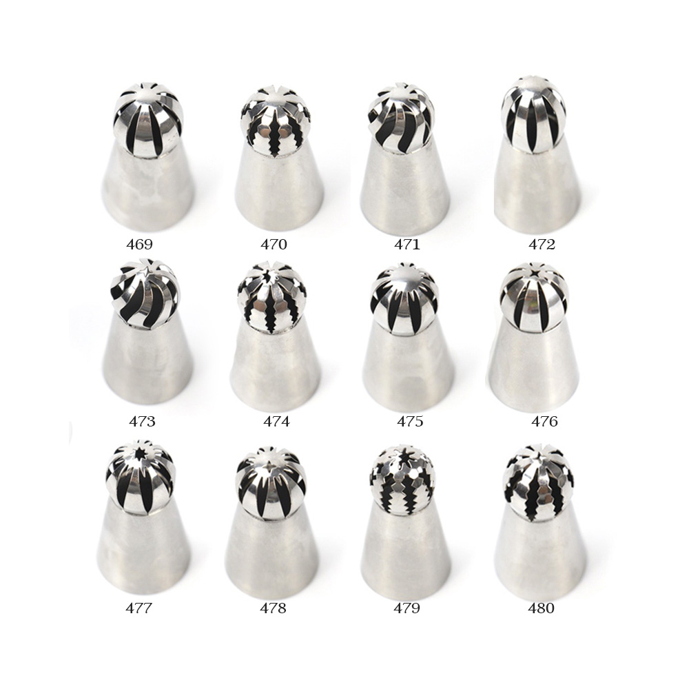 Russian Sphere Piping Nozzles, Stainless Steel Tubes, Set of 19