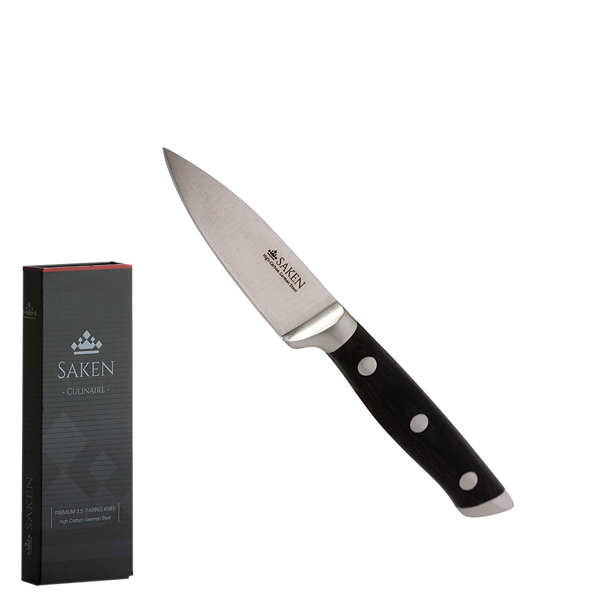 Saken Paring Knife 3.5 Inch Kitchen Utility Knife High Carbon Steel with  Wooden Handle in Dark Wood Finish - Multipurpose Kitchen Knife for Mincing