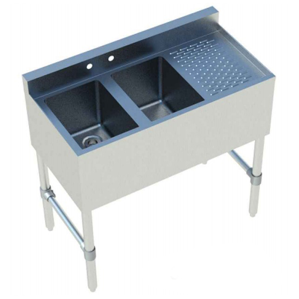 Sapphire SMBS-2R Two Compartment Underbar Sink Unit with Right Drainboard
