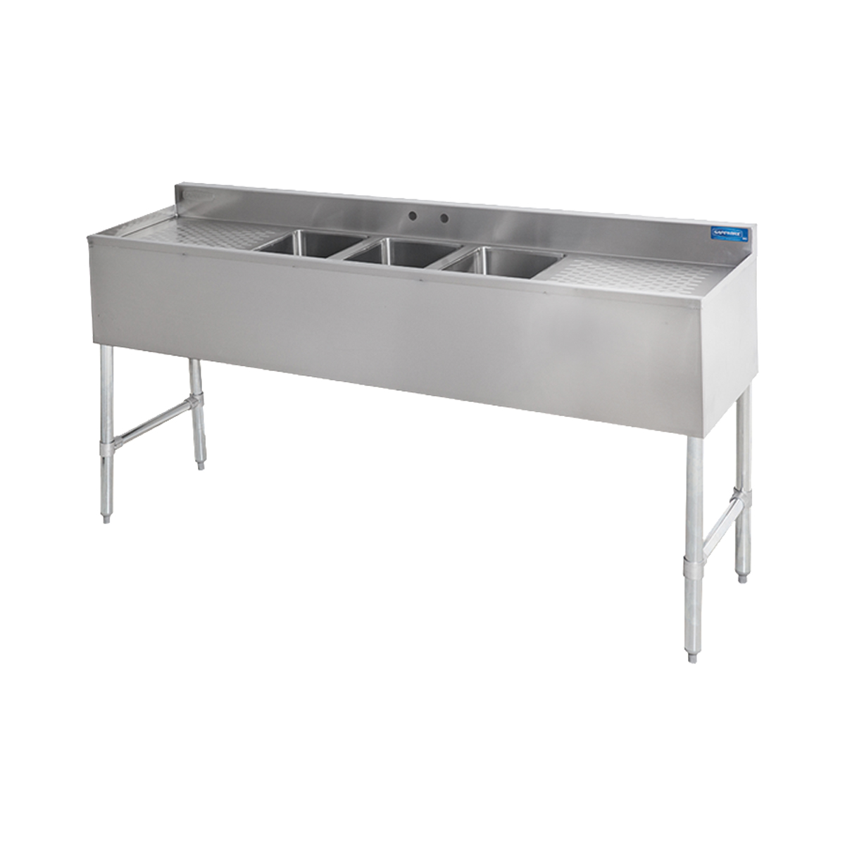 Sapphire SMBS-3D Three Compartment Underbar Sink Unit with Two Drainboards