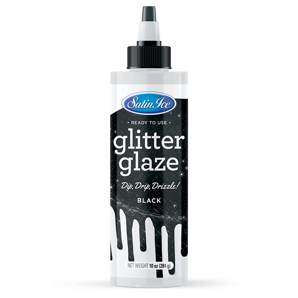 Satin Ice Black Glitter Glaze, 10 oz.