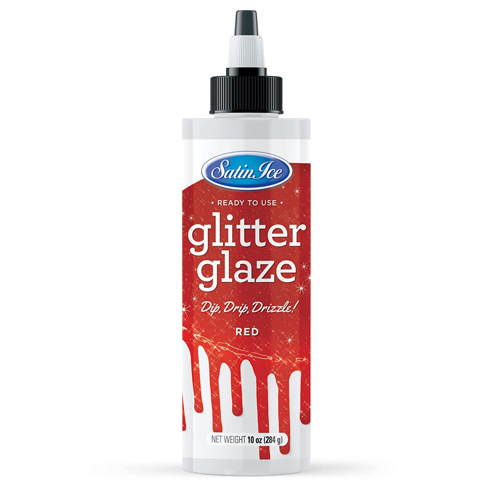 Satin Ice Red Glitter Glaze, 10 oz.