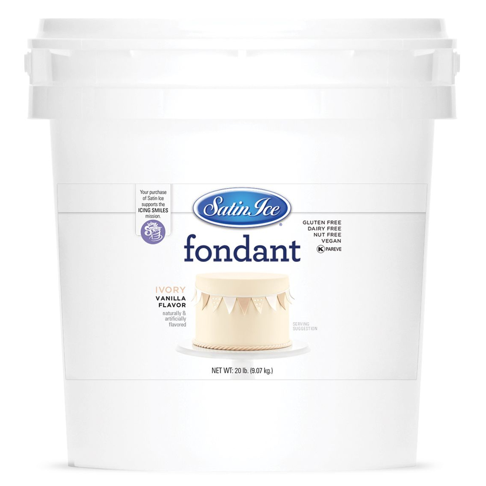 Satin Ice Rolled Fondant 20 lb. Container - Ivory Certified Kosher