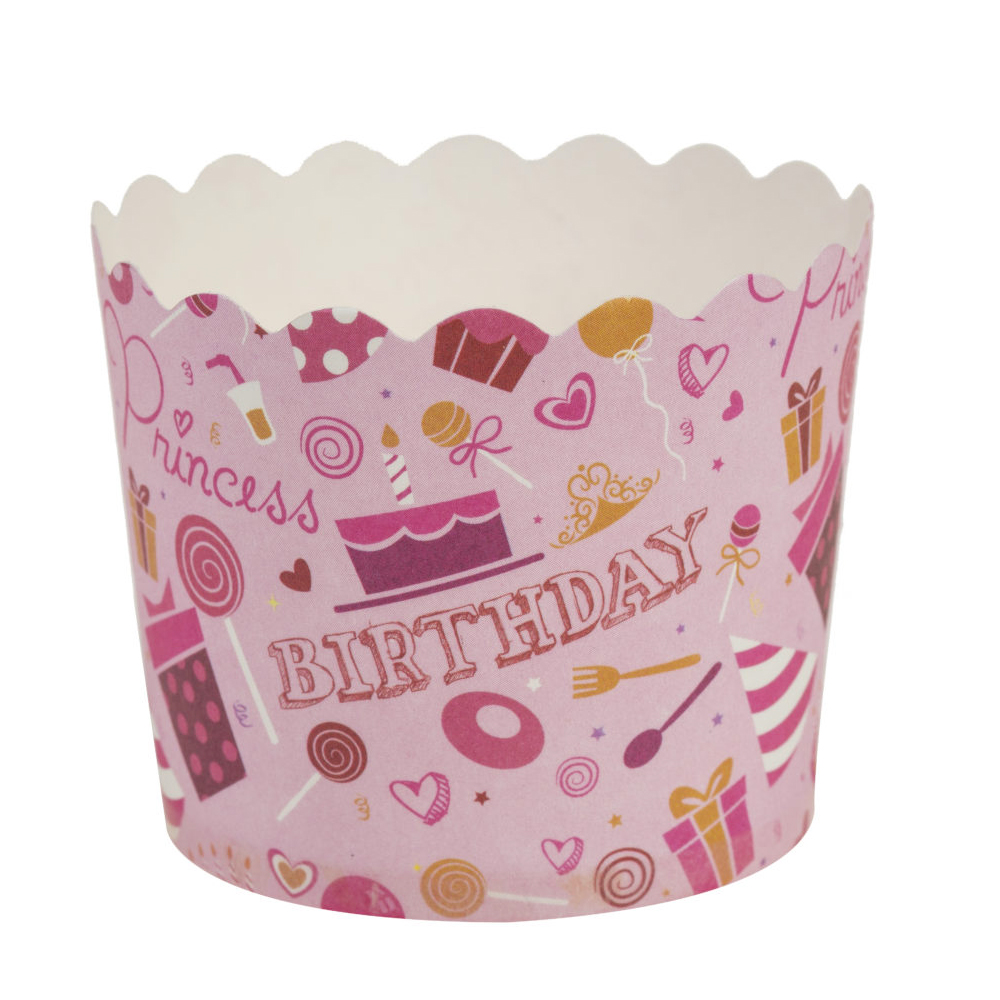 Scalloped Pink Birthday Baking Cups, Pack of 20