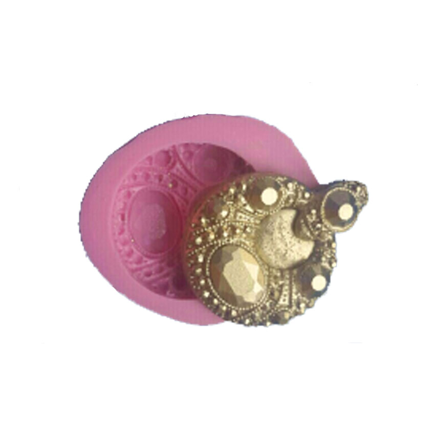 Silicone and Fondant Gumpaste Mold, Jewel Studded Round Earring