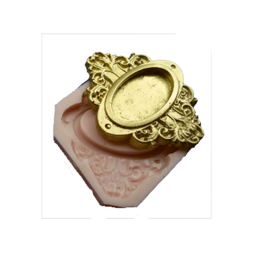 Silicone Fondant Gumpaste Mold, Oval Locket Brooch
