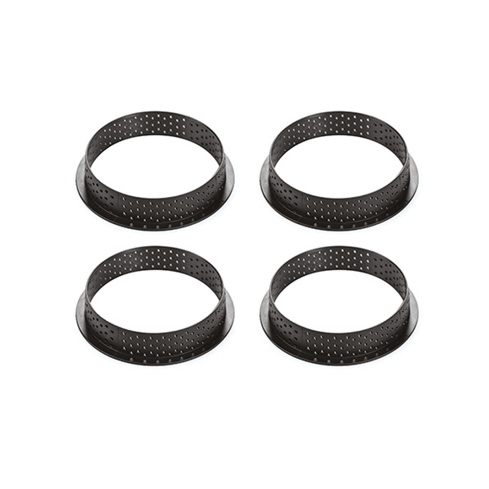 Silikomart 100mm Black Perforated Tarte Ring, Set of 4