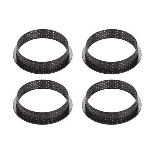 Silikomart 120mm Black Perforated Tarte Ring, Set of 4