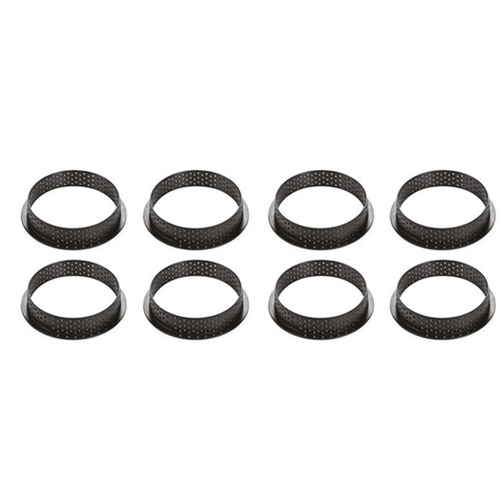 Silikomart 70mm Black Perforated Tarte Ring, Set of 8