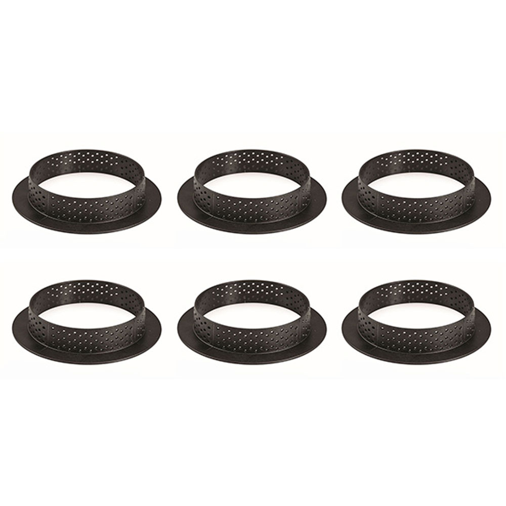 Silikomart 80mm Black Perforated Tarte Ring, Set of 6