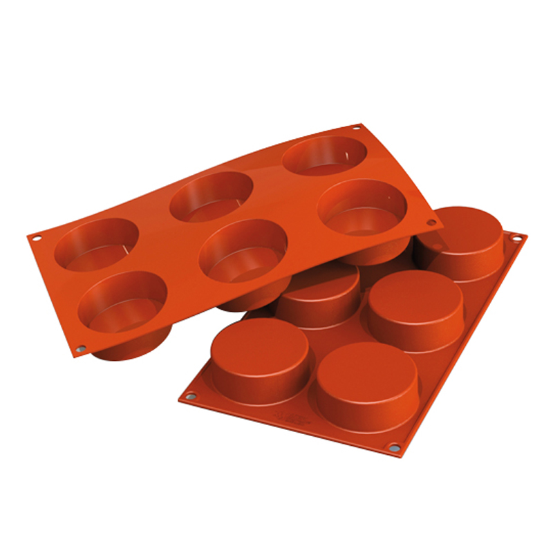Silikomart Flexible Silicone Non-Stick Cylinder Bakeware Mold 3.49 Oz, Dia. x Deep, 6 Cavities