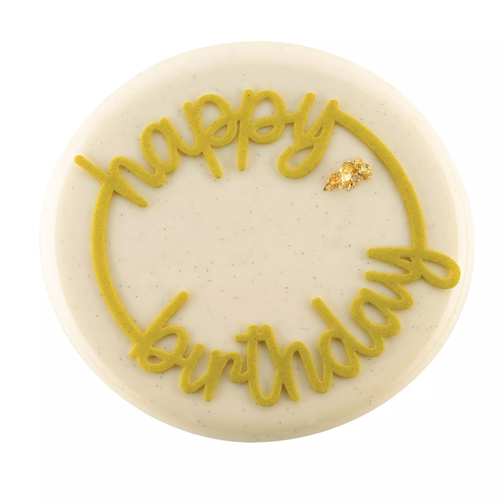 Silikomart Happy Birthday Decorative Silicone Mold, 6.6" Dia.