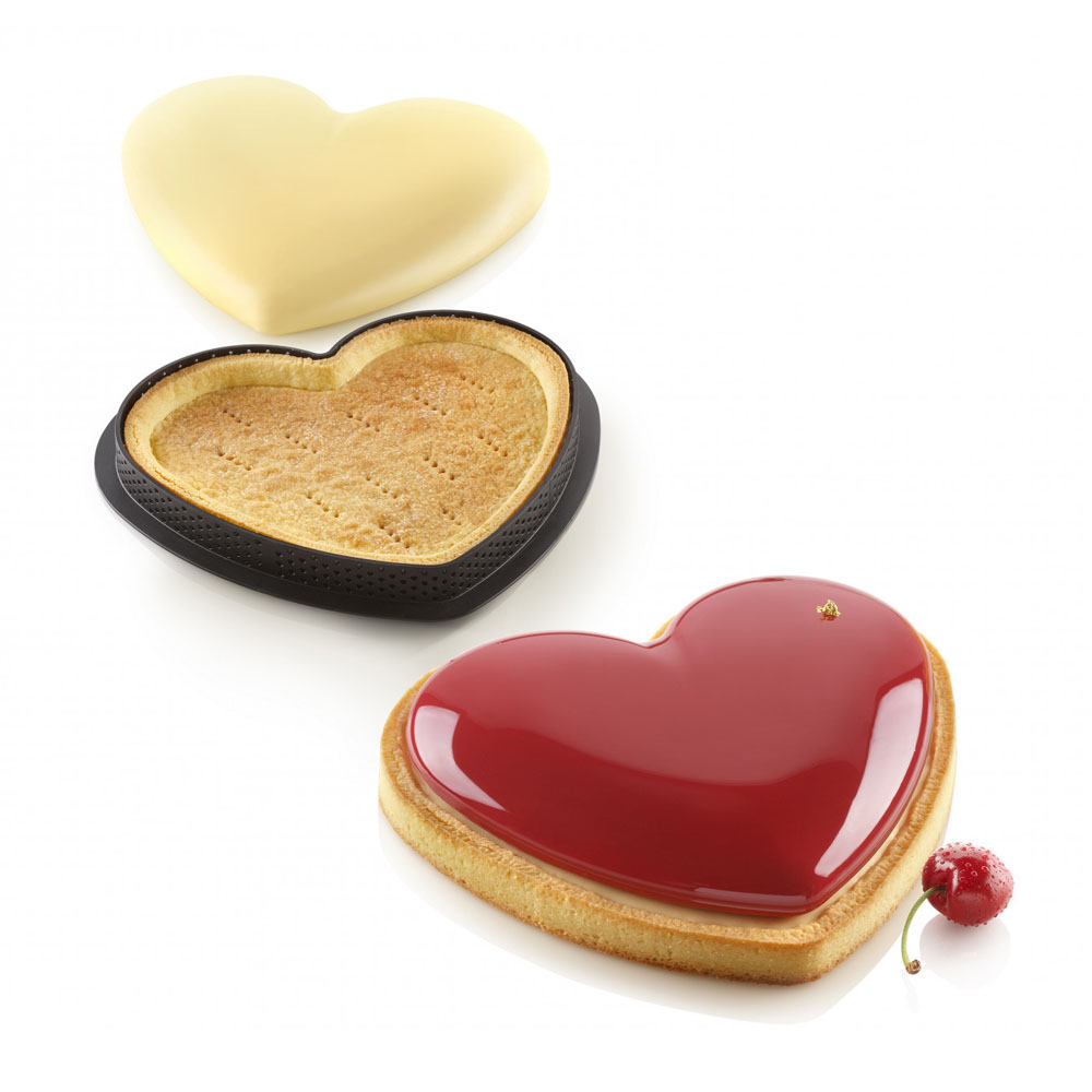 Silikomart KIT TARTE RING AMORE 205 x 190 mm, Mold and Perforated Ring