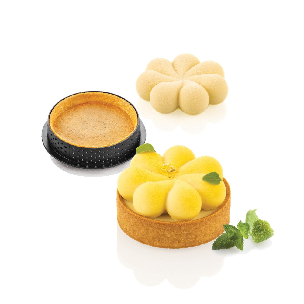 Silikomart KIT TARTE RING BLOSSOM 70, Ring and Mold Set