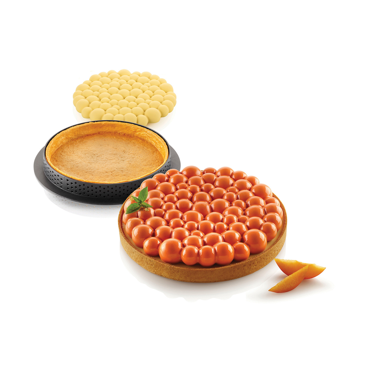 Silikomart KIT TARTE RING BUBBLE 190, Mold and Perforated Ring