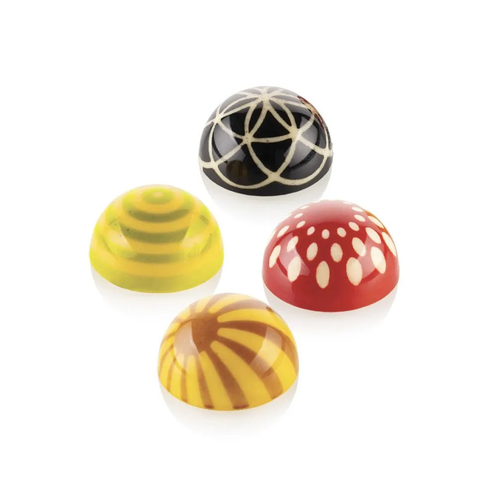 Silikomart Sphere Tritan Chocolate Mold with Chocolate Stamps, 24 Cavities