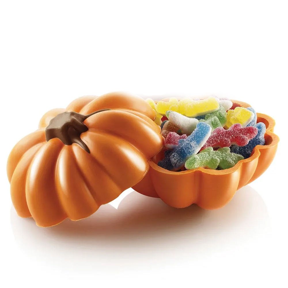 Silikomart Thermoformed Plastic Chocolate Mold, 3D Pumpkin