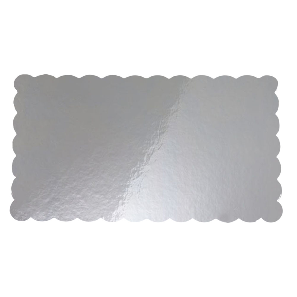 Silver Scalloped Log Cake Boards, 11.75" x 6.5" - Pack of 5