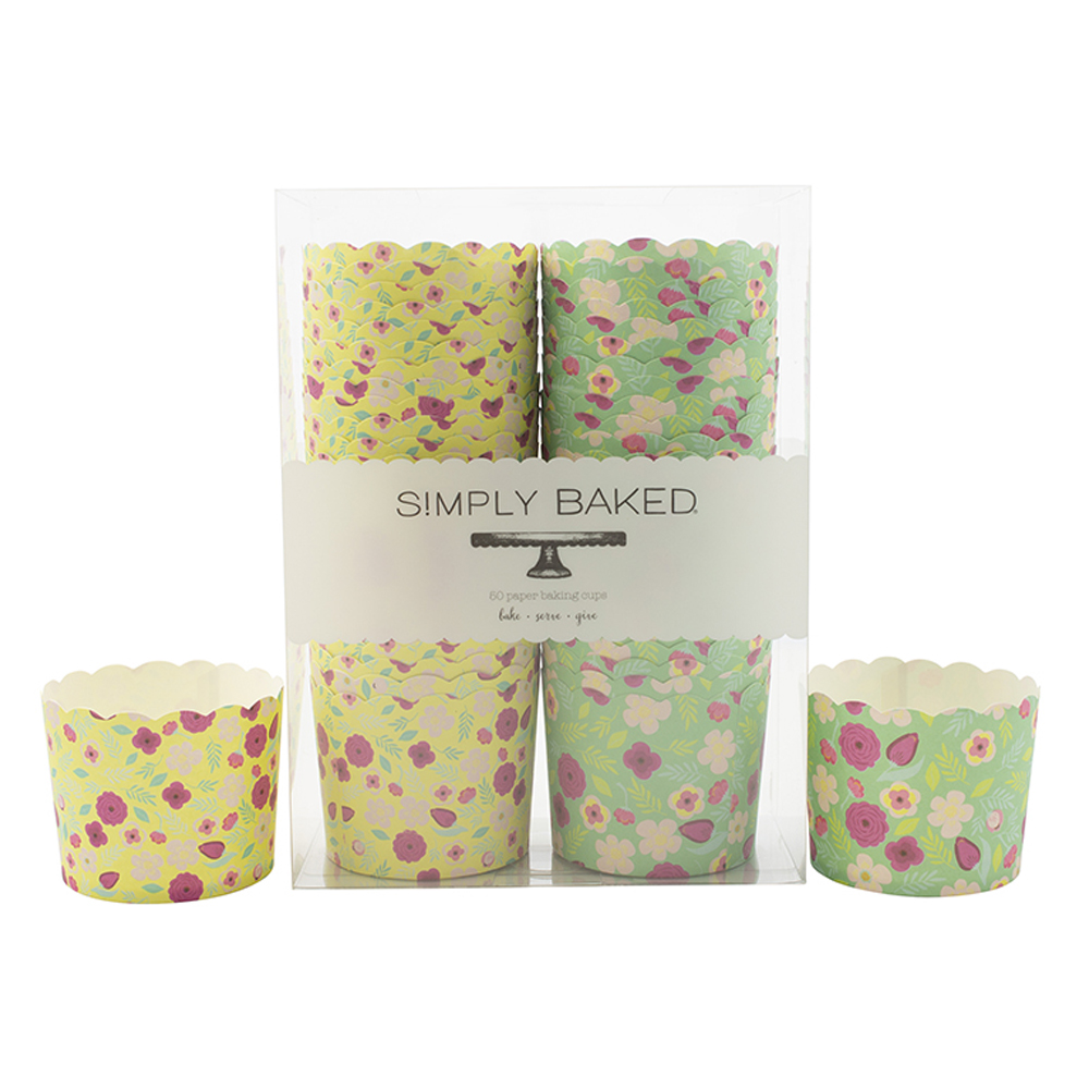 Simply Baked Large Bright Blossoms Baking Cups, Pack of 50 Muffin and