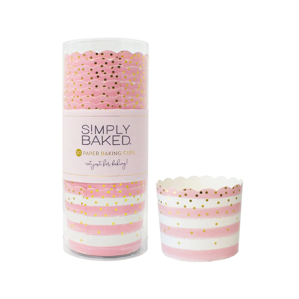 Simply Baked Large Pink Confetti Baking Cups, Pack of 20