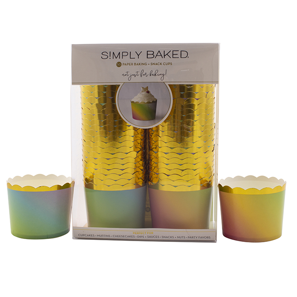 Simply Baked Large Rainbow Ombre Baking Cups, Pack of 50 Muffin and