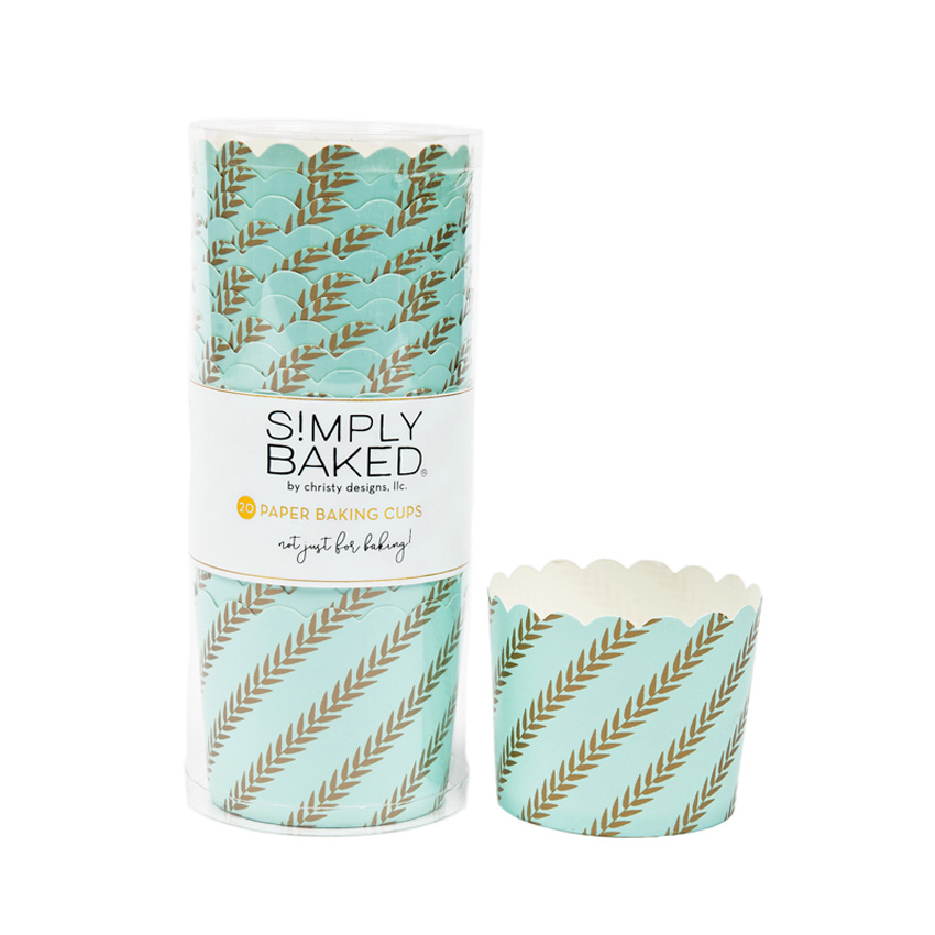 Simply Baked Mint Gold Leaf Large Baking Cup, oz. Capacity, 2-3/8