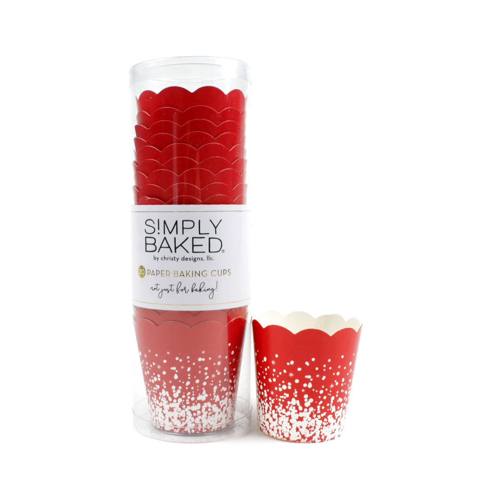 Simply Baked Petite Disposable Baking Cup, Red Snow, 2 Dia. x 1.75 High