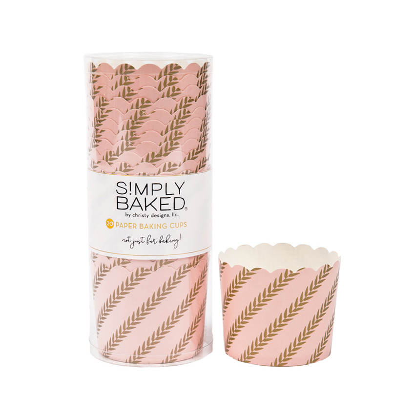 Simply Baked Pink Gold Leaf Large Baking Cup, oz. Capacity, 2-3/8