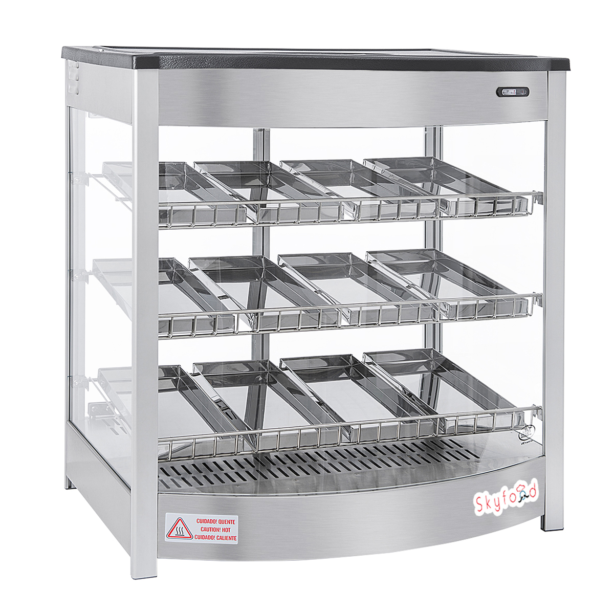 Skyfood FWD3S12P Food Warmer Display Case, Triple Shelf, 12 Pans, Steam Line