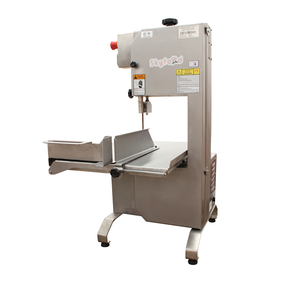 Skyfood MSKLE Table Top Meat And Bone Saw, 74" Blade, S/S 1/2 HP, Stainless Steel Body, ETL Listed