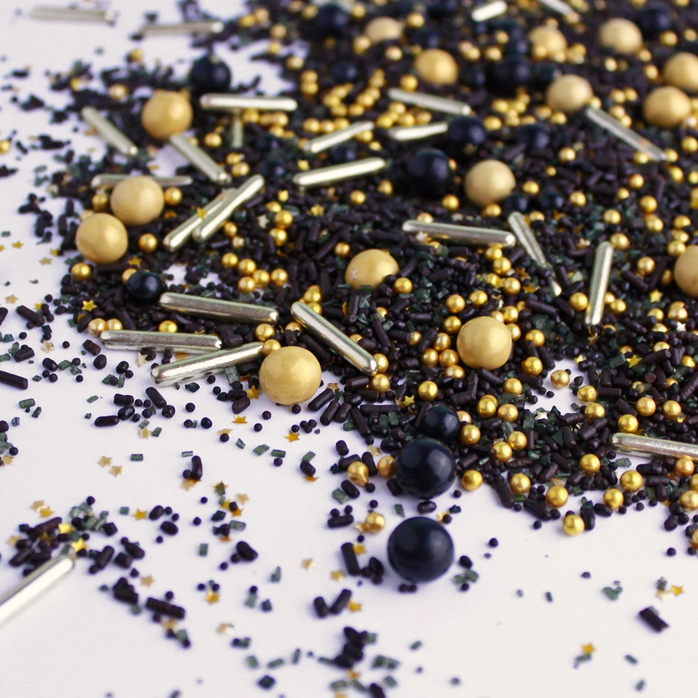 Sprinkle Pop Black and Gold Sprinkle Mix, 4 oz.