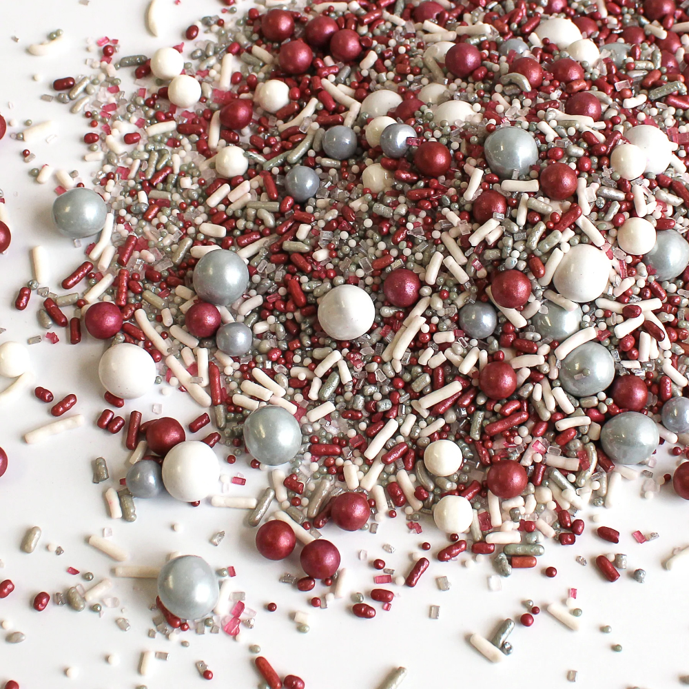 Sprinkle Pop Burgundy, Silver & White Sporty Sprinkle Mix, oz