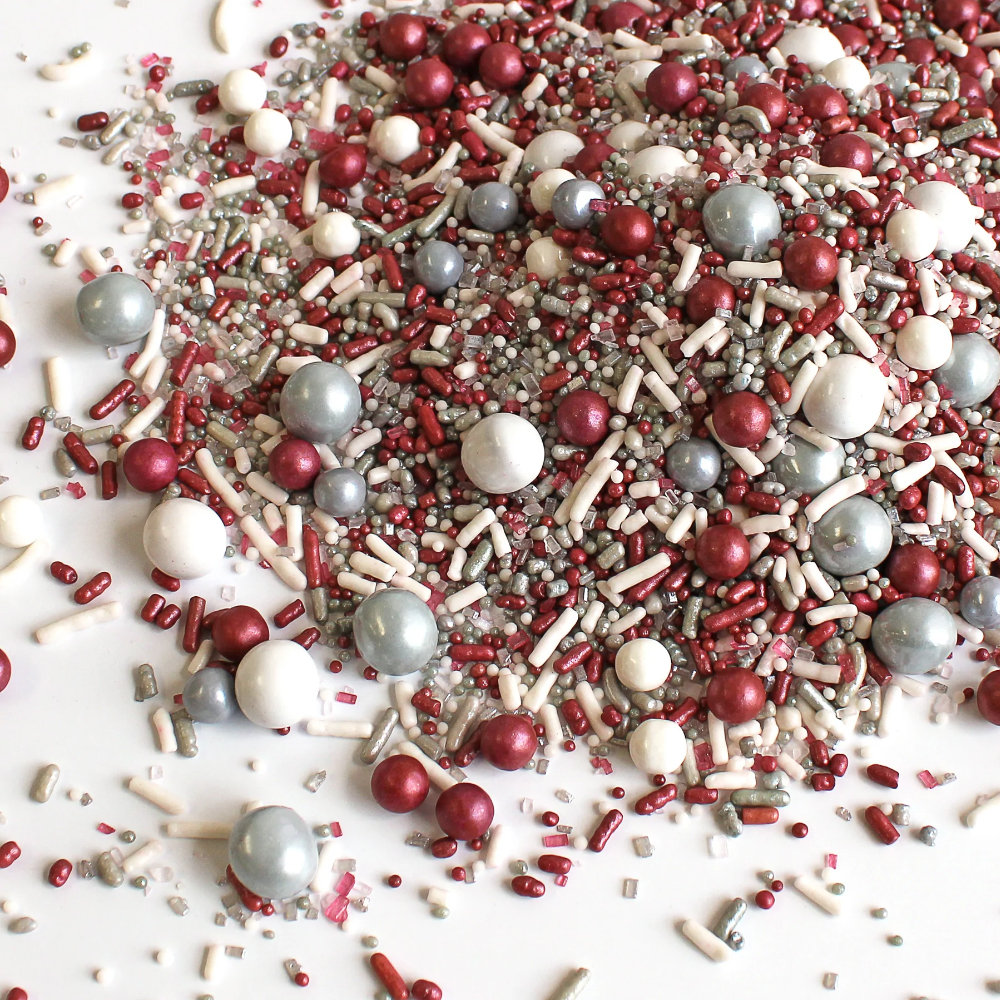 Sprinkle Pop Burgundy, Silver & White Sporty Sprinkle Mix, 4 oz.