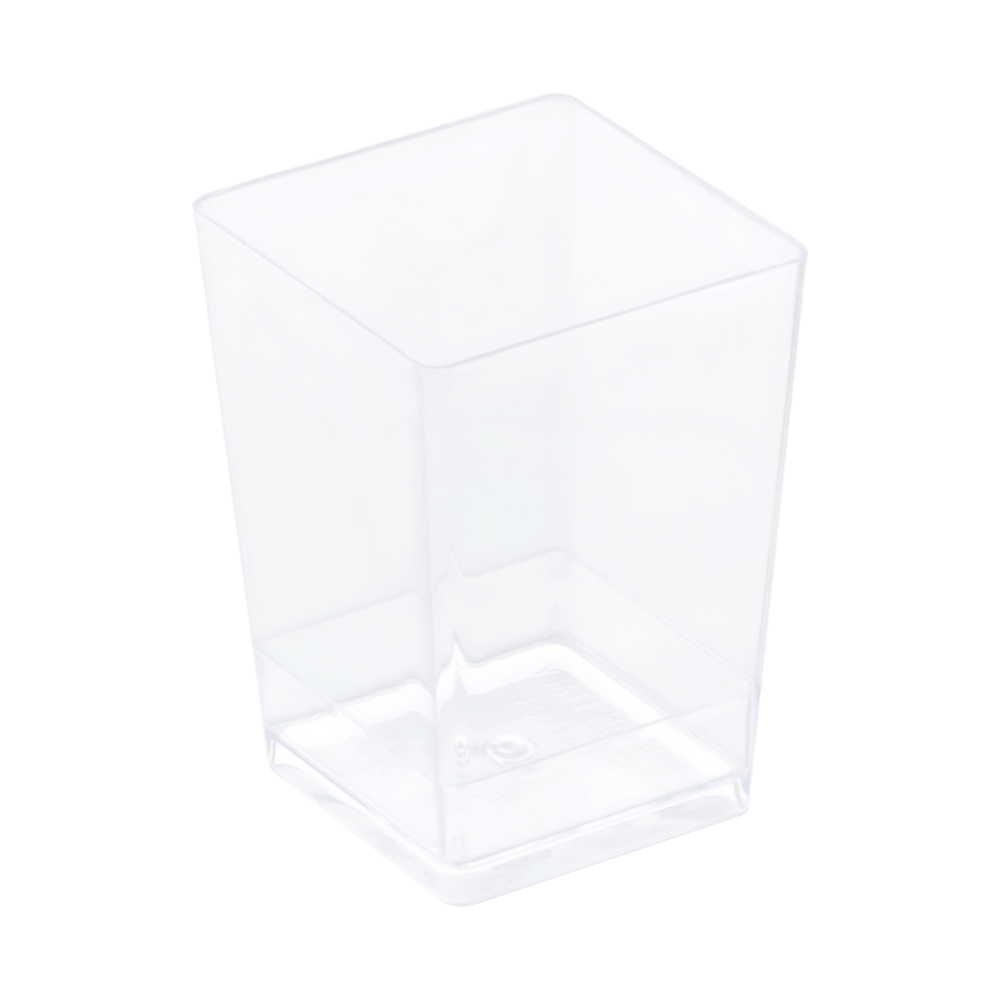 Square Dessert Cups Clear Plastic, 1.5" x 2 1/8" H. Capacity 50 ml. (1.7 oz) - Pack of 100