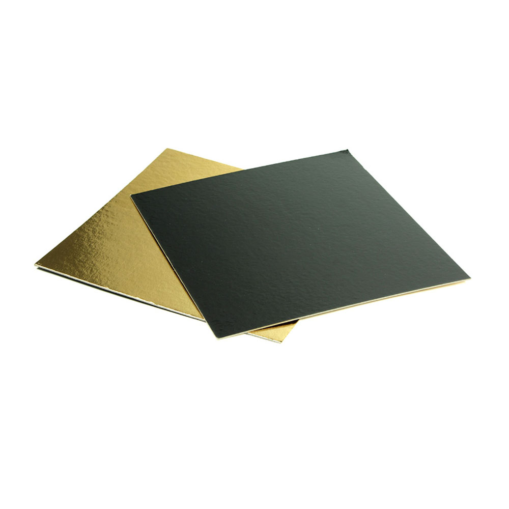 Square Double Sided Gold & Black Pastry Board, 9.1" x 9.1" - Pack of 100