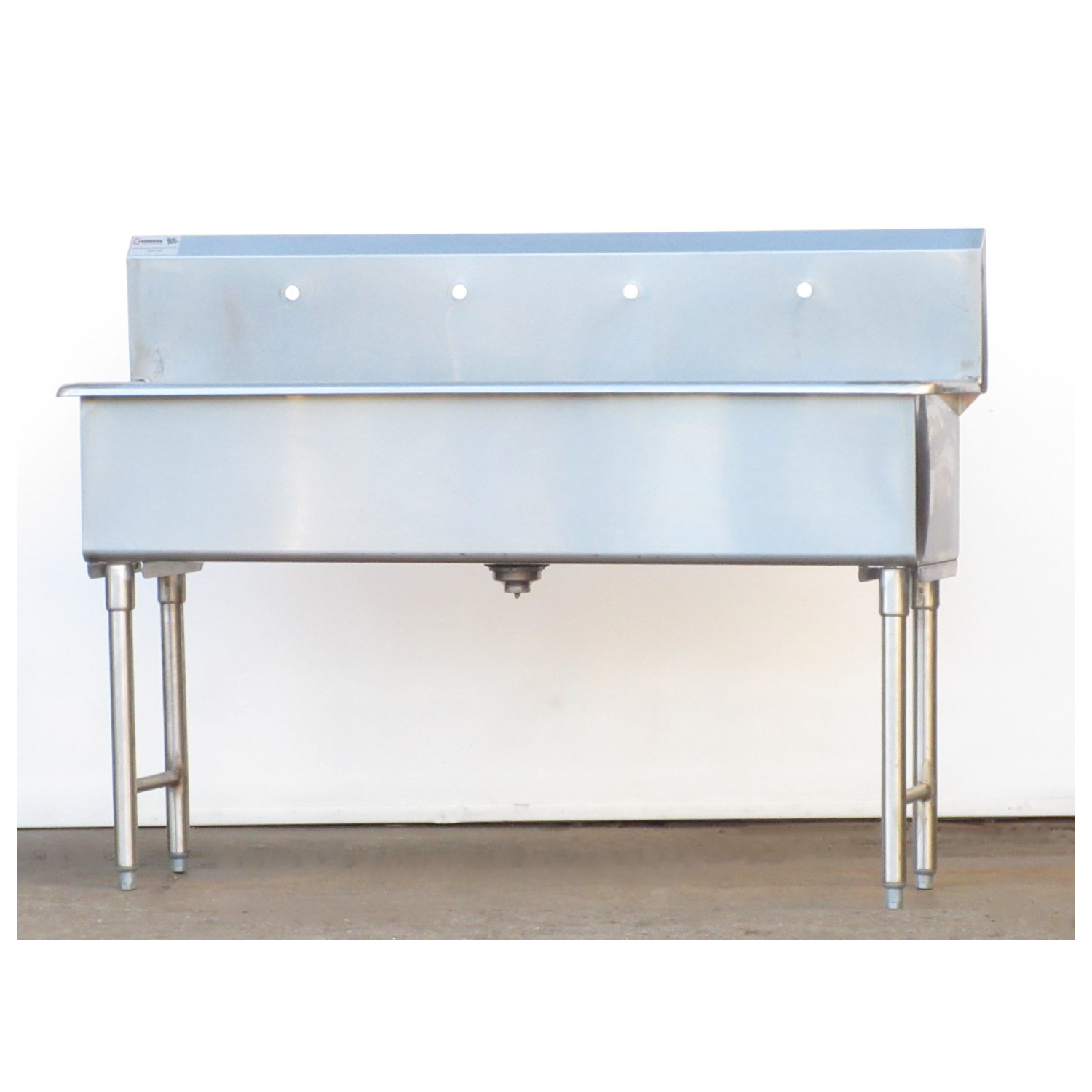 Stainless Hand Sink 5 Feet Wide, 4 Faucet holes, Used Excellent Condition