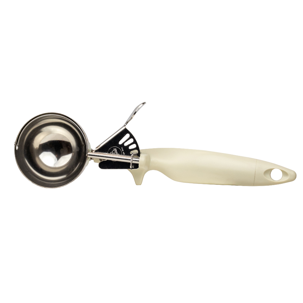 Stainless Steel Disher with Ivory Plastic Handle - #10