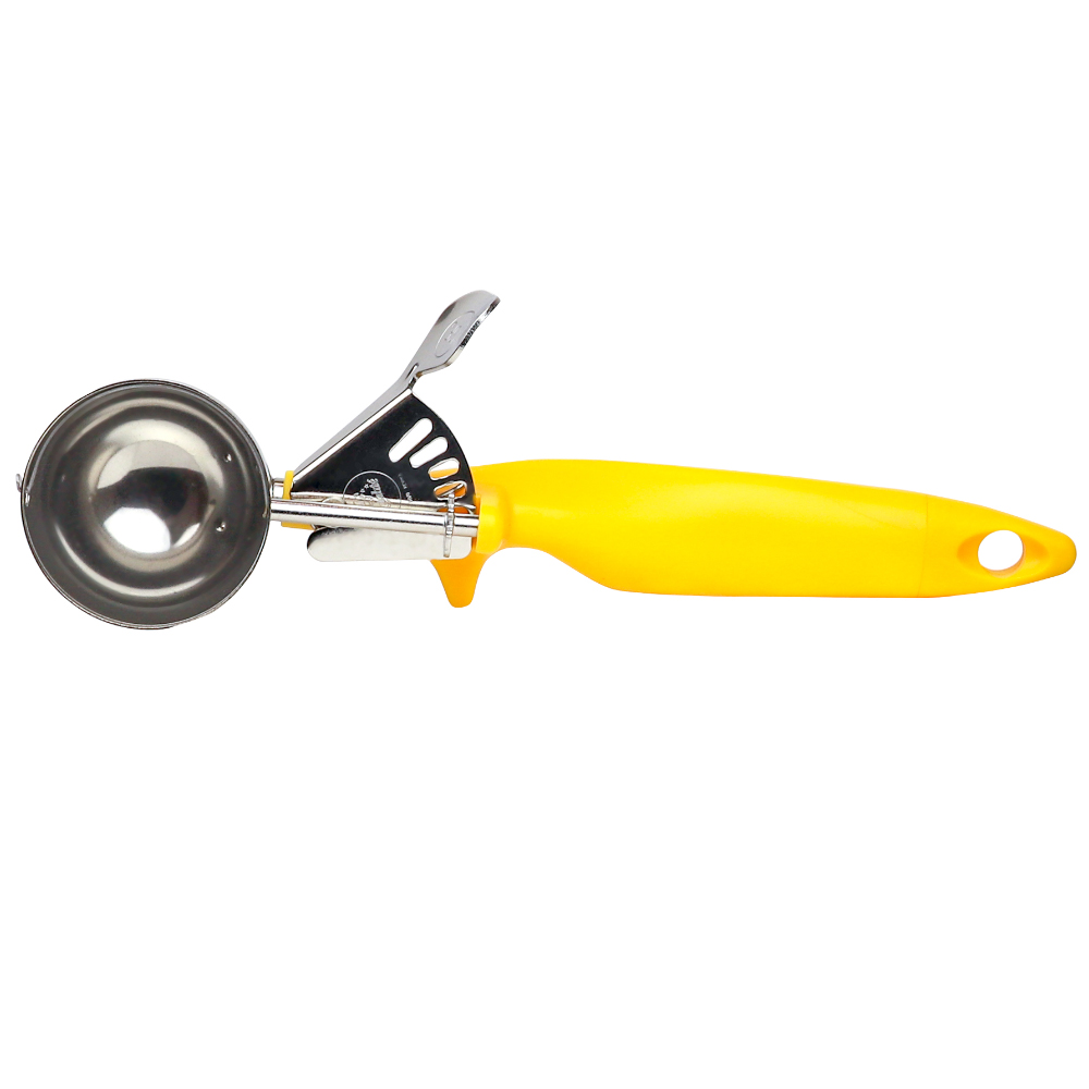 Stainless Steel Disher with Yellow Plastic Handle - #20