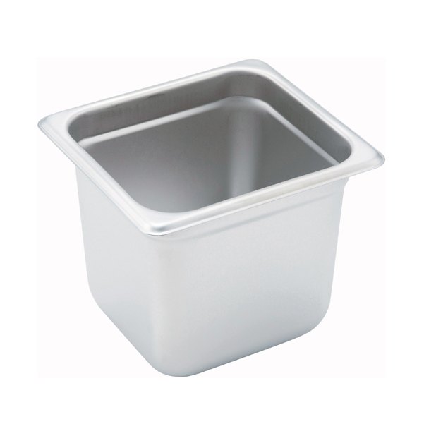 Steam Table Pan, Stainless, Sixth Size (6-7/8" x 6-5/16") x 6"